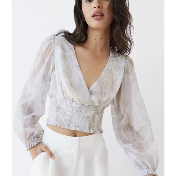 Wilfred Aritzia Genoa Long Sleeve Cropped Blouse- Silver Sage    Size: S - Picture 1 of 5